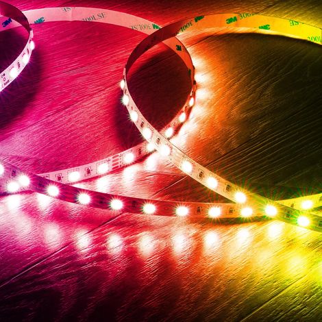 Tira LED 24V RGB SMD 60 LED/m 5m 10W/m Ancho 10mm Corte 10cm IP20 RGB (1/4)