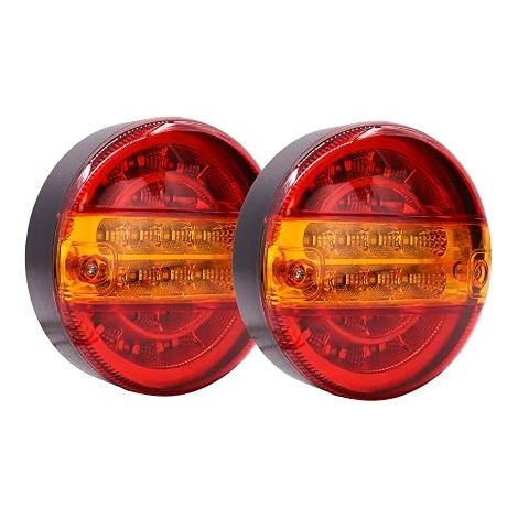 Stück 20 LED-Anhängerrücklichter, Hamburg Truck-Rücklichter, 12 V, runde LED-Anhängerlichter, Bremslichter, gelbe Rückfahrscheinwerfer für LKW-Anhänger/Transporter (1/5)