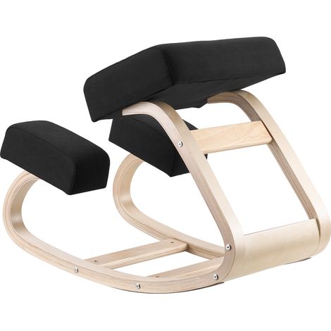 Mophorn Sedia ergonomica a ginocchio con cuscino in schiuma, capacità 120 kg, sgabello inginocchiato con struttura in legno per supporto a collo e schiena, per lavoro, lettura, colore nero (1/5)