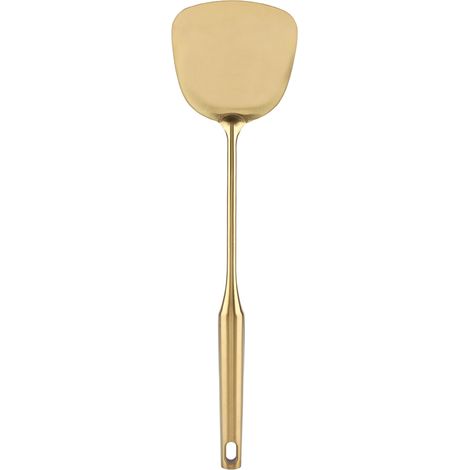 Louche en acier inoxydable doré, grande cuillère à soupe, spatule de cuisine et pelle à retourner, lot d'ustensiles 03