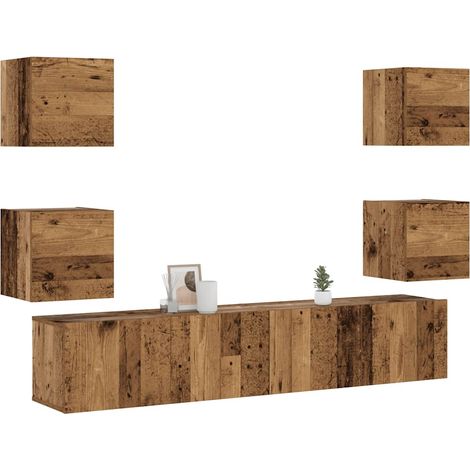 Meubles TV muraux 6 pcs vieux bois bois d'ingénierie (1/5)