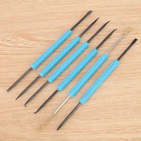 Outil auxiliaire de soudage à double tête (6 pièces) pour la réparation et le nettoyage de circuits imprimés. (1/5)