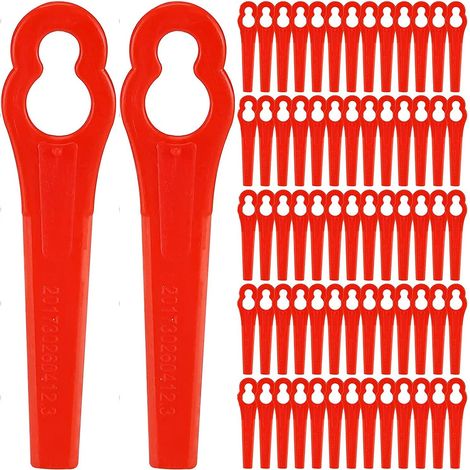 Cuchillas de plástico de repuesto para cortacéspedes, 100 unidades, accesorios para cortacéspedes, color rojo. (1/5)
