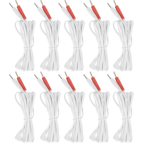 Lot de 10 câbles d'électrode 2-en-1, broches 2,35 mm, 1,8 m, pour unité TENS et machine de physiothérapie (1/5)