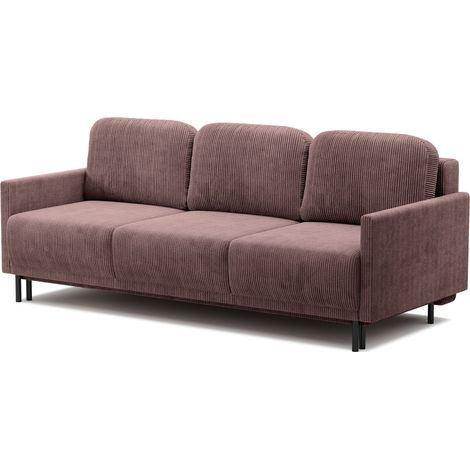 Selsey Hamiel – 3-Sitzer Sofa mit Schlaffunktion und Bettkasten, Cord, Lila