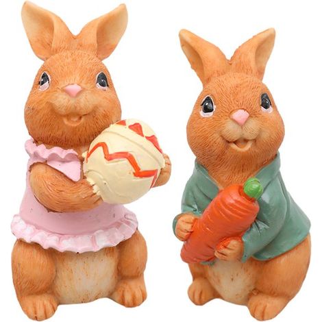 Decoración de conejitos de Pascua - 3 pares, adorno de animal, jardín y terraza (1/5)