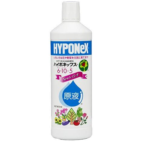 Hyponex liquido giapponese, NPK 6-10-5 (800 ml), concime per bonsai