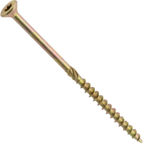 Lot de 100 - Vis à Bois - Acier Zingué - Tête Fraisée Empreinte Étoile T20 - Pour Menuiserie Terrasse Panneaux Chevrons - Gris - 4x80 mm (1/5)