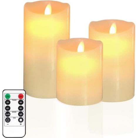 Set mit 3 LED-Kerzen mit flackernder Flamme (10/12,5/15 cm) – inklusive Fernbedienung – Gemütliche Atmosphäre ohne Brandgefahr (1/5)