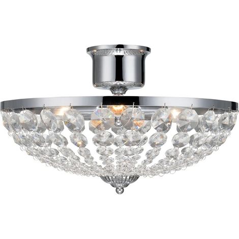 Markslojd GRS105316 - Plafonnier semi-affleurant à 3 ampoules en cristal chromé, E14 (1/3)