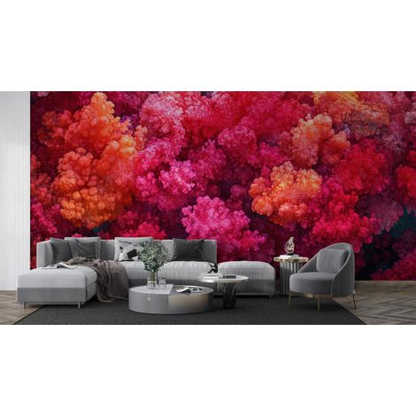 Papier peint nature - coraux roses et faune sous-marine - 150 x 250 cm (1/2)