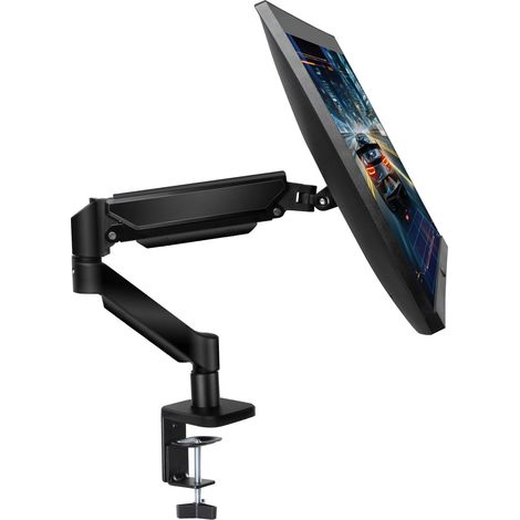 Futura Single Monitor Arm Desk Mount Gas Spring Bracket 13-32 Inch Screens, Adjustable Stand, Full Motion Tilt Swivel Rotation (1/5)