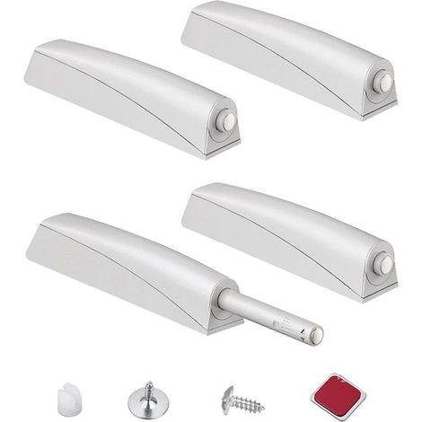 QAZQA Push to Open Aimant Porte Placard 4 Pièces Loquet Magnetique Push Open Poussoir Placard Fermeture Magnétiques pour Armoire Systeme Push to Open Amortisseur Tiroir (1/5)