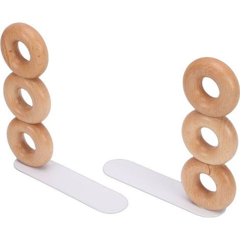 Serre-livres - Donut (beignet) - Bois - Espacement réglable - Design décoratif sucré (1/5)