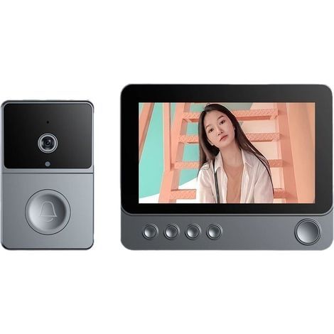 Sonnette sans fil avec caméra 1080P – Étanche IP67 – Vision nocturne infrarouge – Écran 4,3" – Angle de vision 170° – Interphone vidéo extérieur (1/5)
