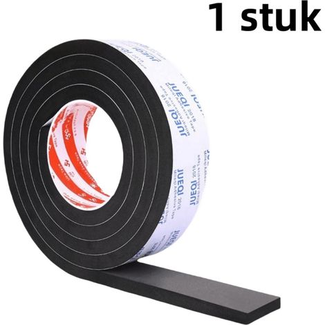 Ruban adhésif en mousse noire simple face 20 mm x 2 m x 8 mm insonorisant et auto adhésif pour fenêtres et portes avec fonction d'amortissement des chocs (1/5)