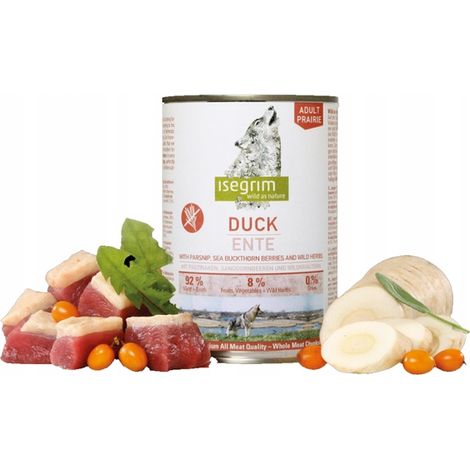 Isegrim Premium Nassfutter für ausgewachsene Hunde, Enten-Pastinake, 800 g