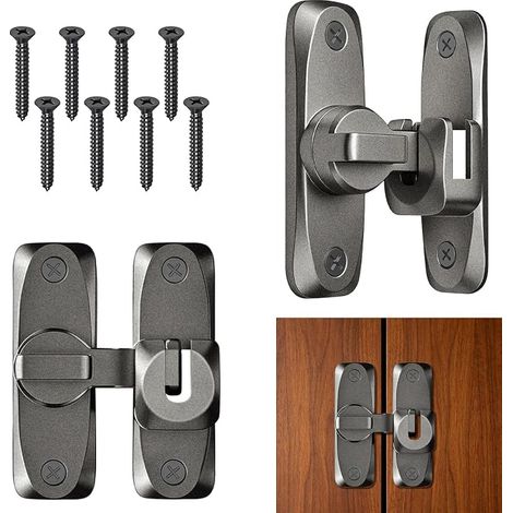 loquets de Porte coulissants argentés en Alliage d'aluminium, à Fermeture et Verrouillage de Porte pour Salle de Bain, Chambre, Porte de Grange, fenêtre (1/4)