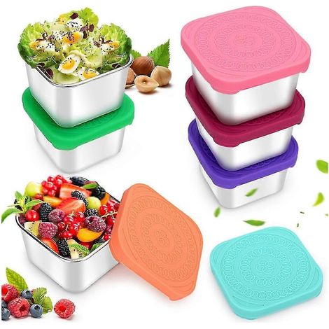 Boîtes à goûter en acier inoxydable, 170 ml (6 oz), boîtes de conservation pour sauces et aliments en acier inoxydable 304. (1/5)
