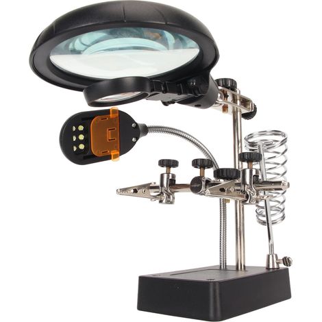 Loupe de bureau multifonctionnelle haute définition avec éclairage LED, rechargeable par USB, idéale pour le soudage, le modélisme, etc. (1/5)
