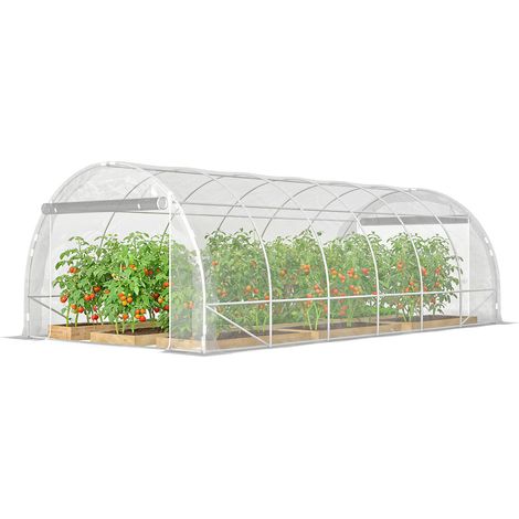 Outsunny Serra a Tunnel 3x6x2m in Acciaio e PE con Porte Avvolgibili Trasparente