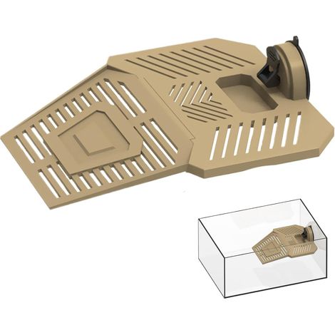 Plataforma flotante para tortugas, rampa para tortugas, escalera para trepar tortugas, hábitat acuático, adorno decorativo para acuario de jardín simulado, escondites para pequeños reptiles, ranas y t (1/5)