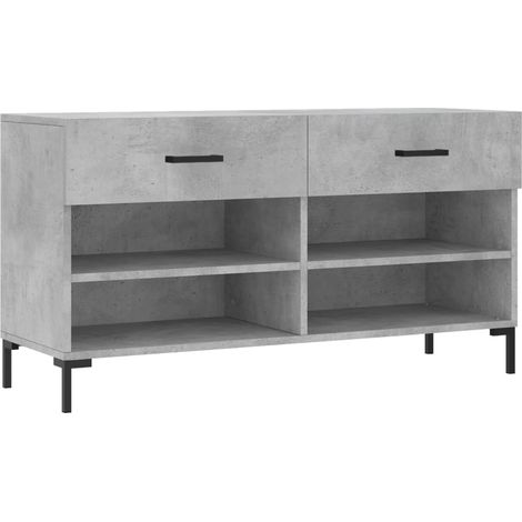 Banc à chaussures bottes commode étagère meuble entrée rangement 102 x 35 x 55 cm bois d'ingénierie gris
