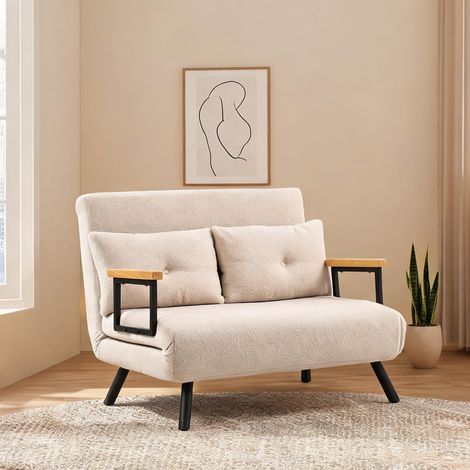 Canapé convertible beige en acier Polyester 102 x 73 x 81 cm (1/5)