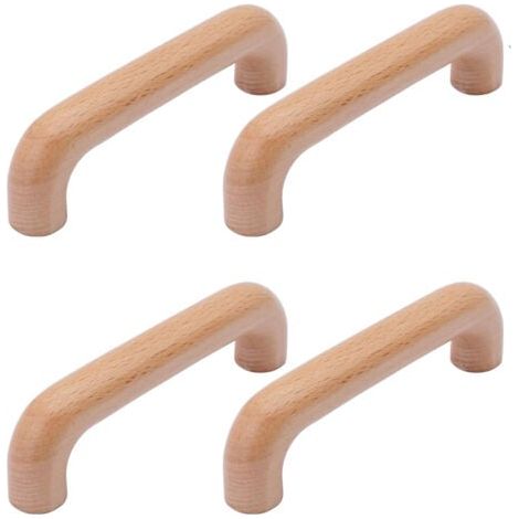 4 Pièces Poignée de Meuble Bois, Poignée Meuble Cuisine Placards Poignee Porte, Espacement des Trous 96mm, pour Meubles de Cuisine et Tiroirs (1/5)