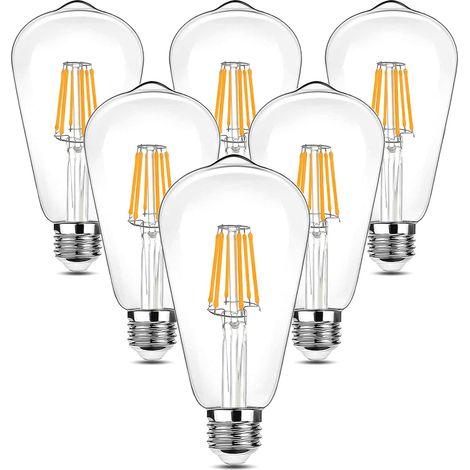 Vintage LED Ampoule Edison - 6W, Blanc Chaud, Style Rétro Antique, 6 Pièces (1/5)