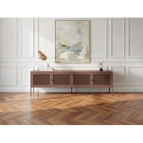 BOBOCHIC - Meuble TV 4 portes 160 cm CLARA métal édition limitée   Bordeaux
