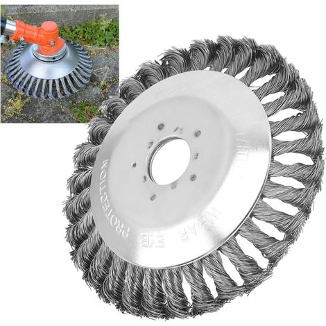 Brosse de désherbage rotative de 15 cm avec roue à fil torsadé pour tondeuses à gazon (1/5)