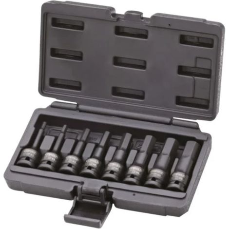 Kstools – Jeu de douilles mâles à chocs 8 pièces – Acier chrome molybdène extra-fin – Carré d'entraînement 1/2'' – Profil 6 pans (1/3)