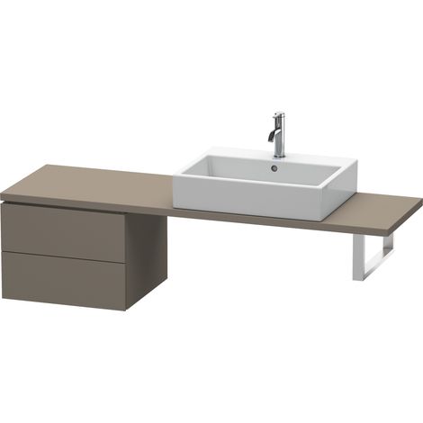 Duravit L-Cube Base pour console, largeur 520mm, profondeur 477mm, 2 tiroirs, Coloris: Flanelle Vernis gris satiné mat soyeux - LC582709090 (1/4)