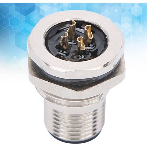 Connecteur Étanche M12 4 Broches Montage Panneau Arrière Alimentation Électrique