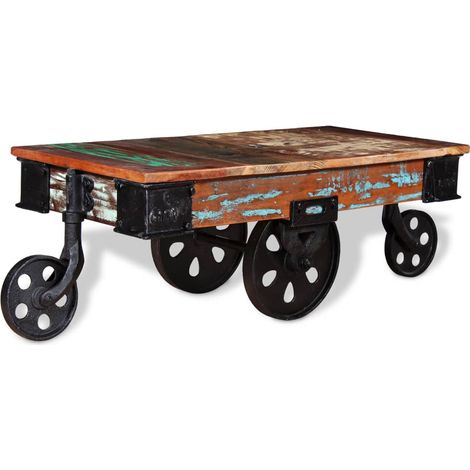 Table basse de salon, Table Café, Bois de récupération 90 x 45 x 35 cm OIB6913E (1/5)