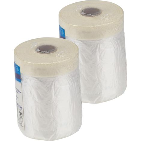 2 Rollen Abdeckfolie 55cm mit Malerkreppband Malerfolie (2x 33m Rolle)