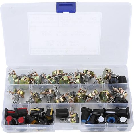 80-teiliges Potentiometer-Set (B5K, B10K, B20K, B50K, B100K) mit linearer Kennlinie und Drehknopf für die Audiosteuerung