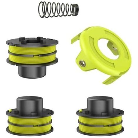Pair Lntyq Bobines de fil, compatibles avec RLT3025F/S, RLT3525S, interchangeables, originales RAC119, (3 bobines de fil de rechange + 1 ressort + 1 cache débroussailleuse) ,4.924.923.71cm (1/4)