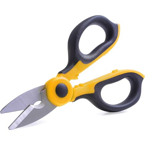 Ciseaux d'électricien Isolés Professionnels - Lame en Acier Inoxydable 50 mm - Ciseaux d'électricien pour Couper les Fils et Câbles électriques - Pince à Dénuder (1/5)