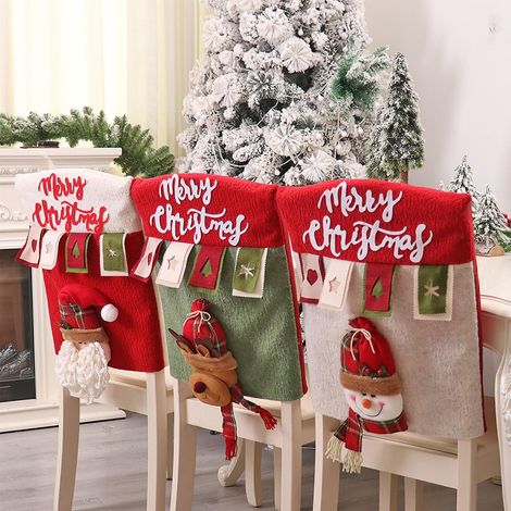 Housse de Chaise Noël, Housse de Chaise Salle à Manger de 3, Housses de Chaise Décoration Intérieure de Noël, Fournitures de Fête [Classe énergétique A] (1/5)