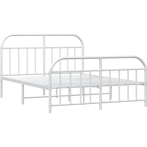 Bed Frame White Powder-Coated Steel Double Bed Frame vidaXL (1/4)