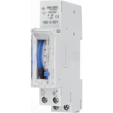 Pair Minuteur journalier 24h avec réserve de marche, montage sur rail DIN, relais 16 A, 220-240 V CA, autonomie de secours 72 h, réglage par segments de 15 min (1/5)