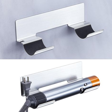 Soporte para secador y plancha de pelo sin taladrar, soporte de pared para plancha, soporte de pared para rizadores, accesorio para planchas y moldeadores, soporte de acero inoxidable para plancha, so (1/5)