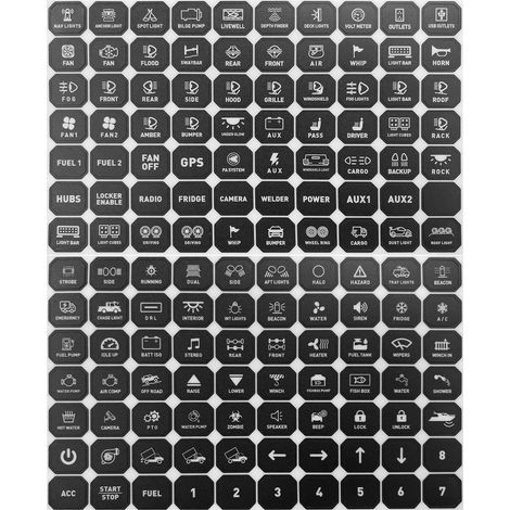 Autocollants universels pour panneaux d'interrupteurs P1-6/8/12. Étiquettes étanches pour interrupteurs à bascule multifonctions, idéales pour les tableaux de bord de voiture, les bateaux (1/5)