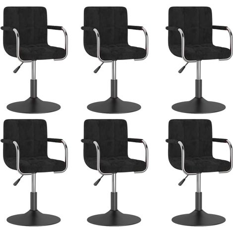 Chaises pivotantes de salle à manger 6 pcs Noir Velours (1/5)