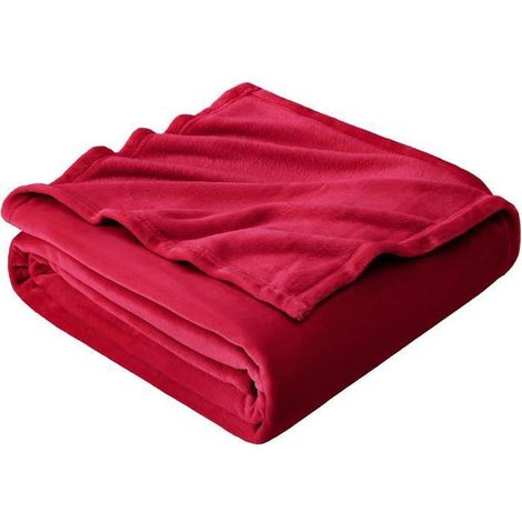 Plaid Polaire Doux 150x200 cm - Couverture Canapé Lit Une Personne Chaud Hiver Flanelle Lavable Rouge (1/5)