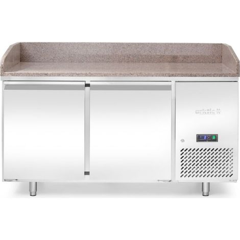 Table de refroidissement pour pizza avec plan de travail en granit, 2 portes - 80x152xH100 cm - Hendi (1/5)