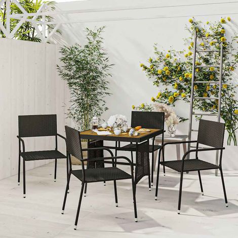 vidaXL Juego de comedor de jardín 5 pzas ratán sintético negro (1/5)
