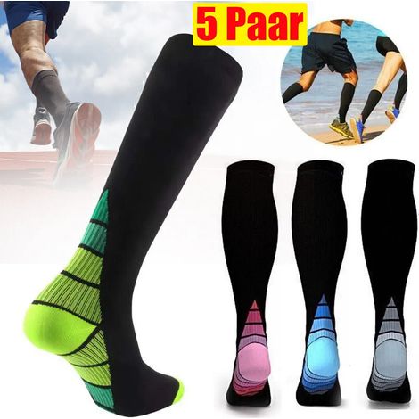 paia di calze sportive a compressione, calze di supporto, calze da viaggio, calze al ginocchio, traspiranti, unisex, blu, taglie L/XL